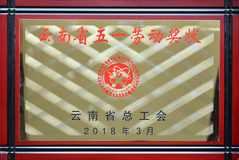 2018年—云南省五一劳动奖状